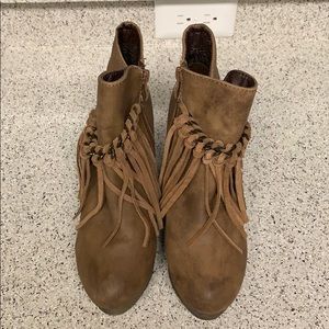 Sbicca Vintage Company Fringe Wedge Booties